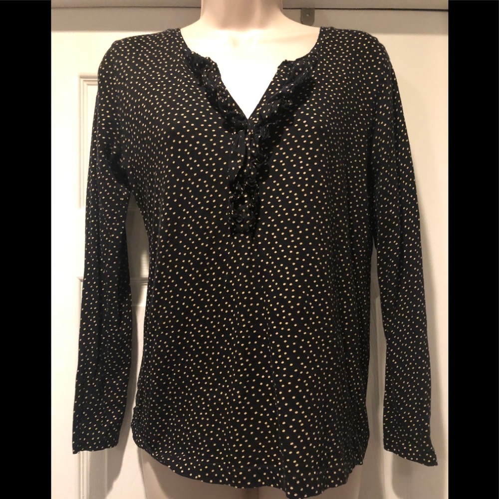 Ann Taylor LOFT Black Polka Dot Blouse